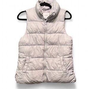 old navy women’s gray puffer fleece lined vest sz small